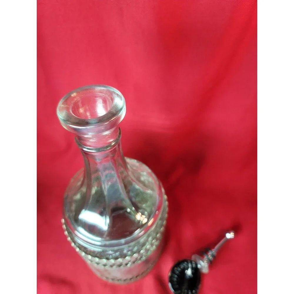 Silver Plated Caddy Bottle Hand Hammered VTG 11'' Crystal Decanter Liquor